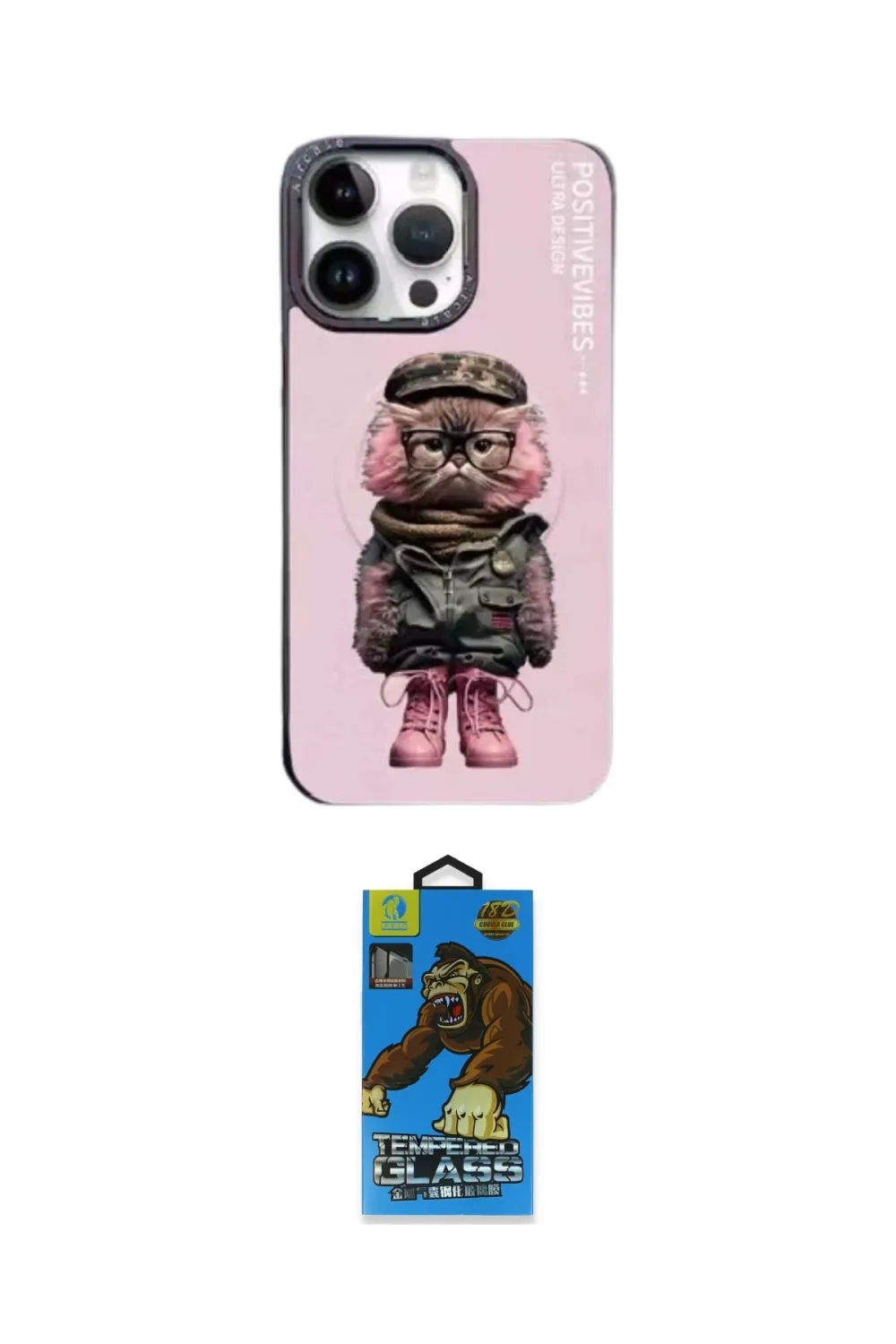 ieg™ iPhone 14 Pro Kılıf Siluet Modern Özel Seri - Siyah 18D Cam Ekran Koruyucu