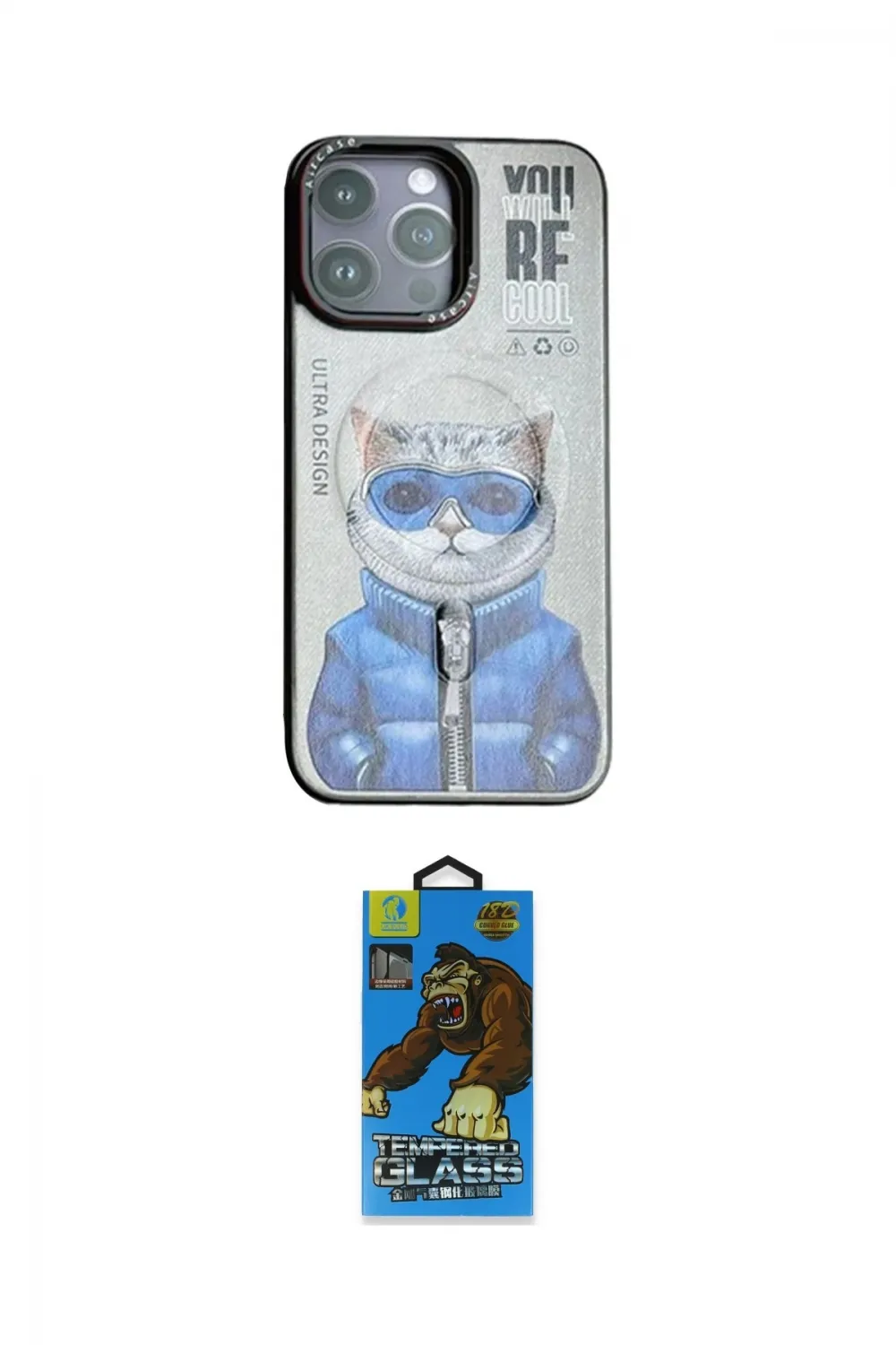 ieg™ iPhone 14 Pro Kılıf Siluet Modern Özel Seri - Siyah 18D Cam Ekran Koruyucu