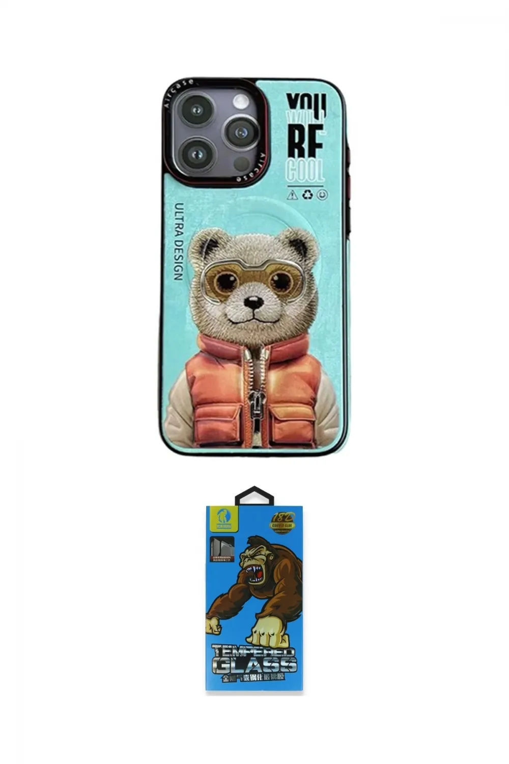 ieg™ iPhone 14 Pro Kılıf Siluet Modern Özel Seri - Siyah 18D Cam Ekran Koruyucu