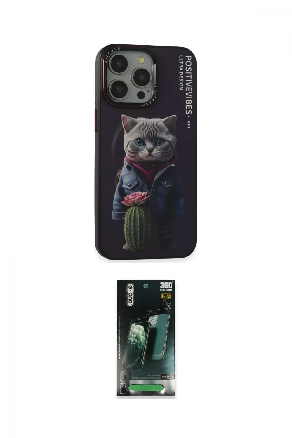 ieg™ iPhone 14 Pro Kılıf Siluet Modern Özel Seri - Siyah 360 Mat Full Body Arka Koruyucu