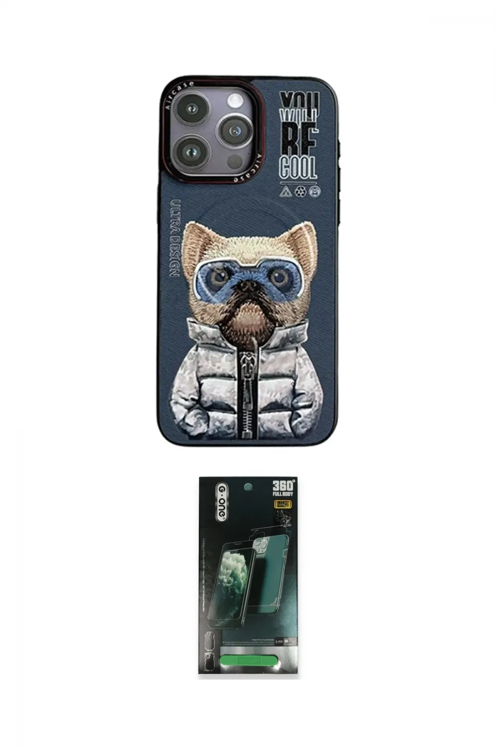 ieg™ iPhone 14 Pro Kılıf Siluet Modern Özel Seri - Siyah 360 Mat Full Body Arka Koruyucu