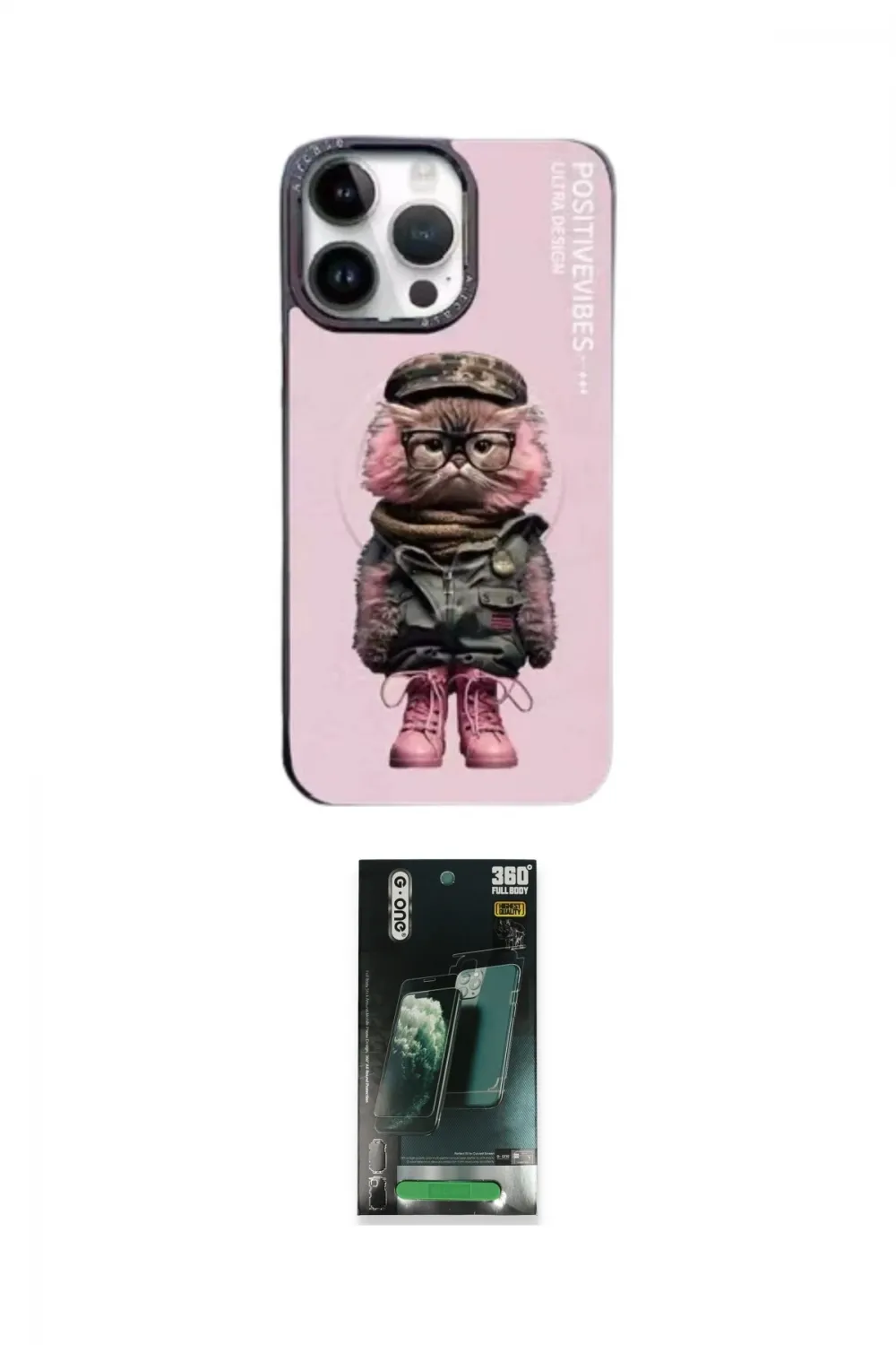 ieg™ iPhone 14 Pro Kılıf Siluet Modern Özel Seri - Siyah 360 Mat Full Body Arka Koruyucu