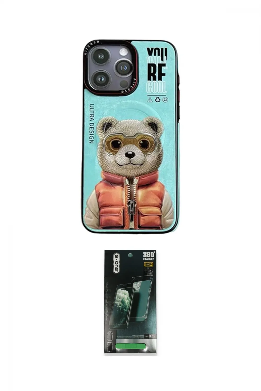 ieg™ iPhone 14 Pro Kılıf Siluet Modern Özel Seri - Siyah 360 Mat Full Body Arka Koruyucu