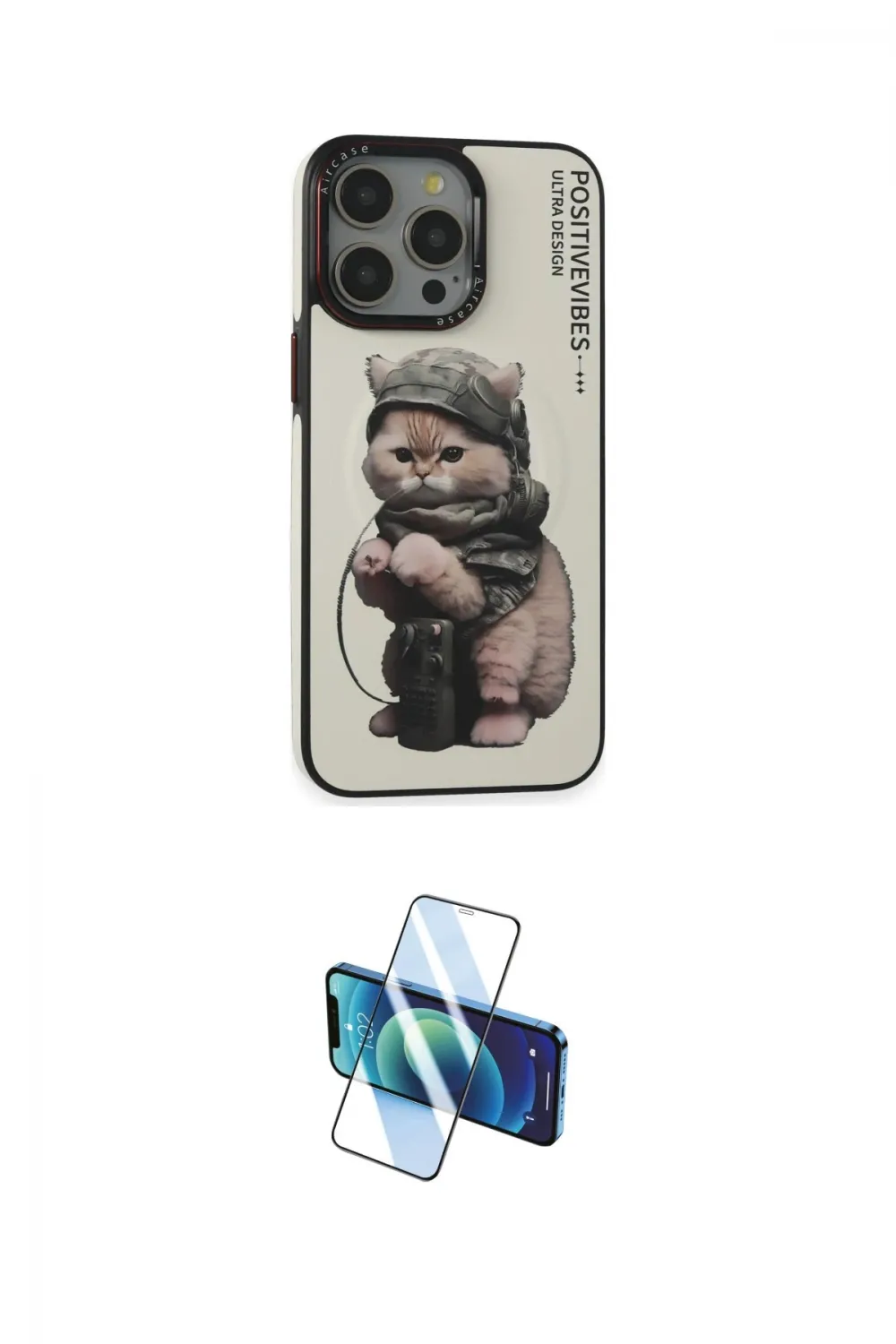 ieg™ iPhone 14 Pro Kılıf Siluet Modern Özel Seri - Siyah 3D Antistatik Cam Ekran Koruyucu