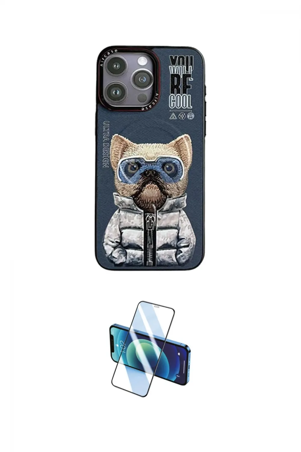 ieg™ iPhone 14 Pro Kılıf Siluet Modern Özel Seri - Siyah 3D Antistatik Cam Ekran Koruyucu