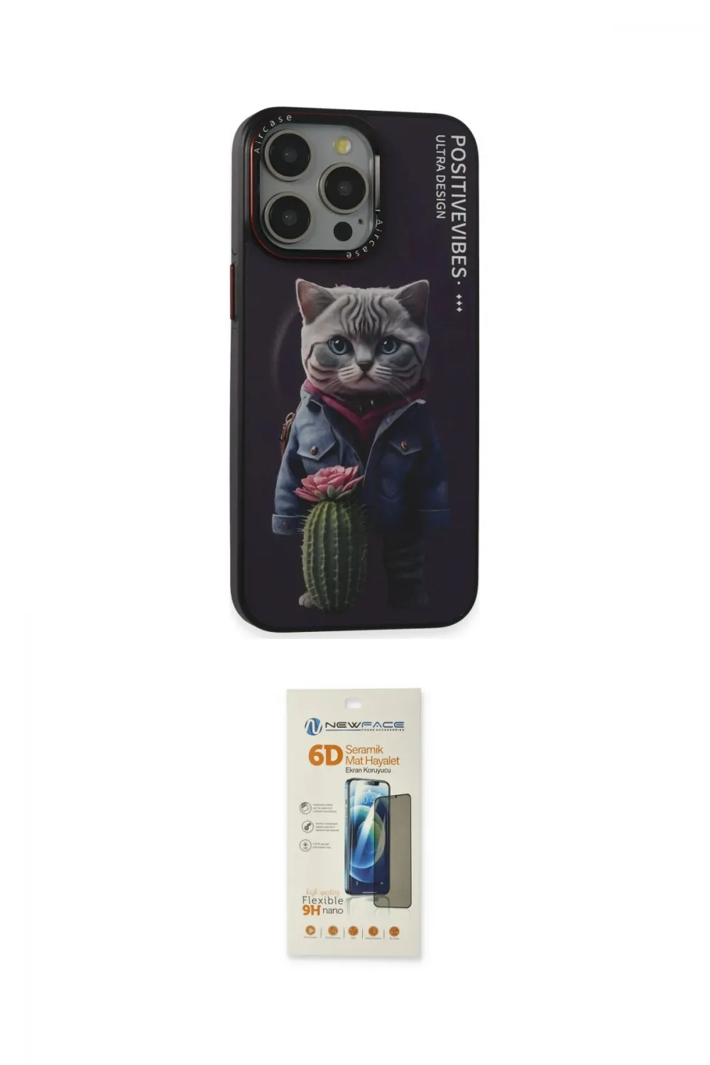 ieg™ iPhone 14 Pro Kılıf Siluet Modern Özel Seri - Siyah 6D Mat Seramik Hayalet Nano Ekran Koruyucu