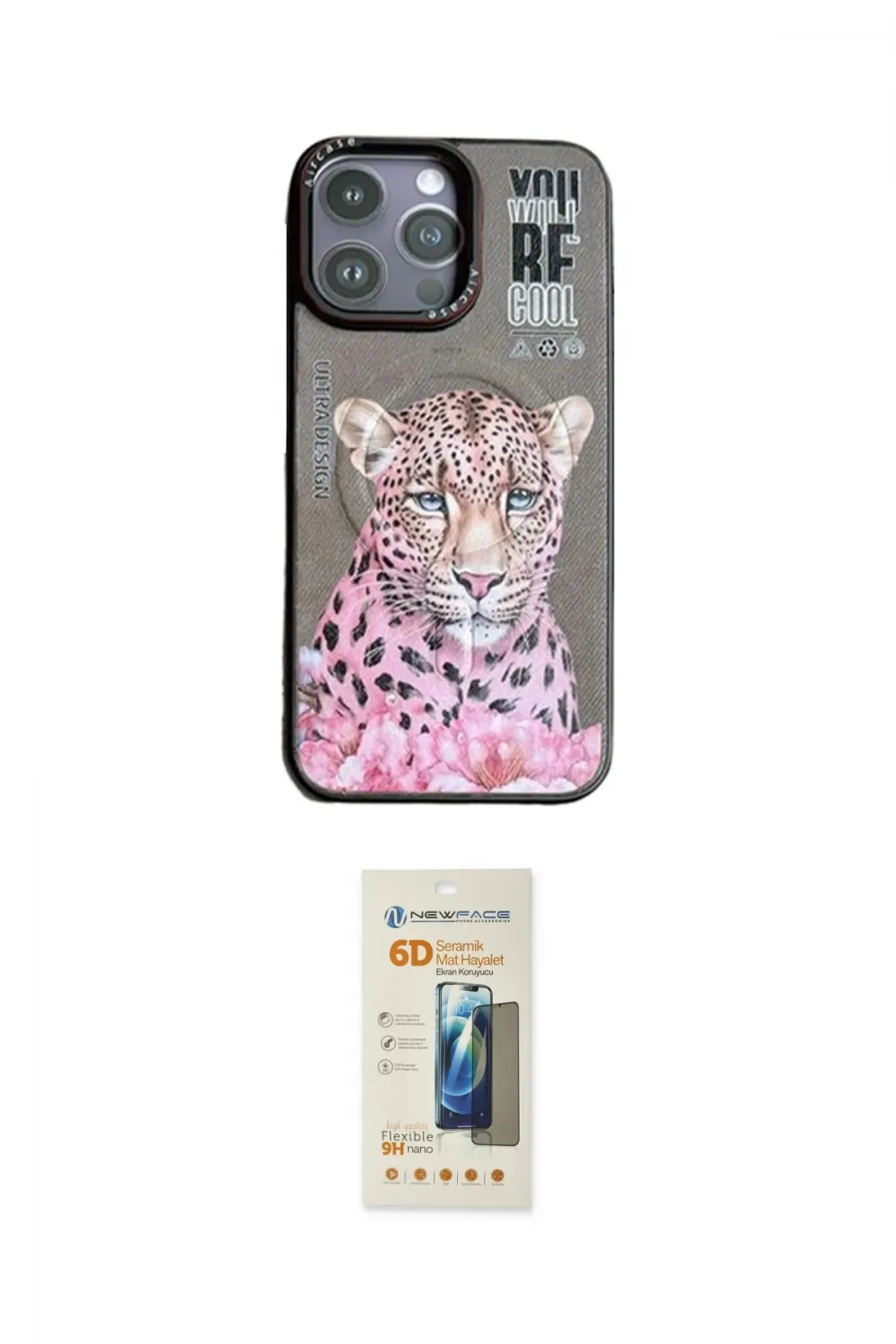 ieg™ iPhone 14 Pro Kılıf Siluet Modern Özel Seri - Siyah 6D Mat Seramik Hayalet Nano Ekran Koruyucu