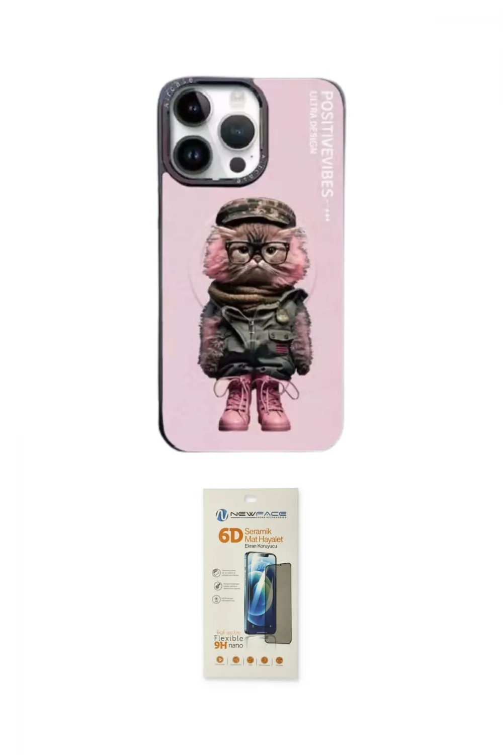 ieg™ iPhone 14 Pro Kılıf Siluet Modern Özel Seri - Siyah 6D Mat Seramik Hayalet Nano Ekran Koruyucu