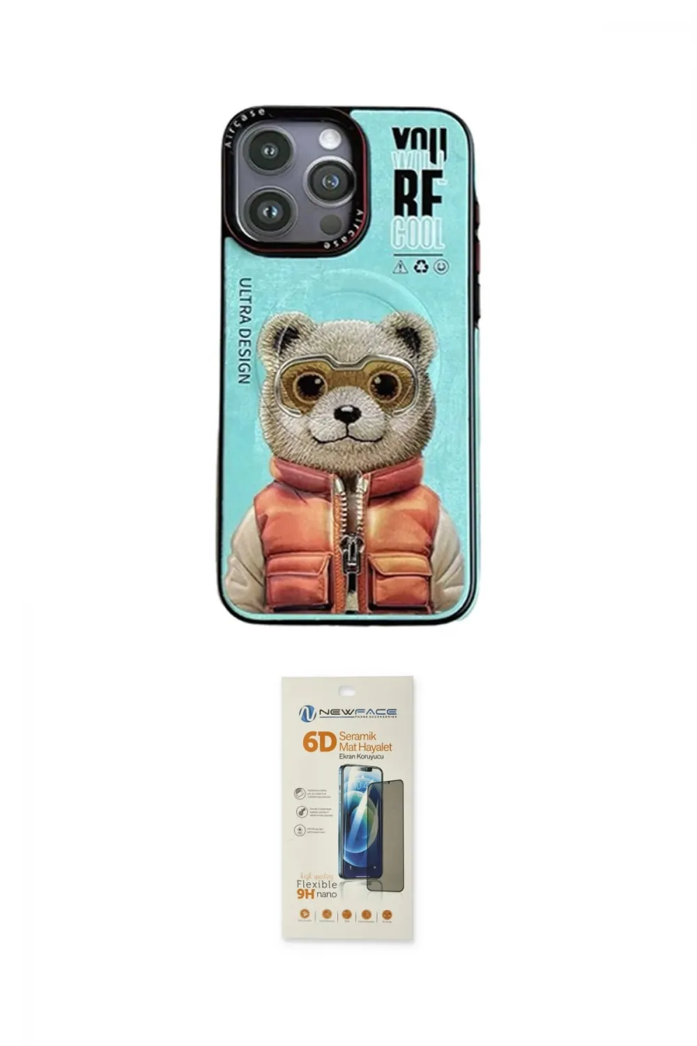 ieg™ iPhone 14 Pro Kılıf Siluet Modern Özel Seri - Siyah 6D Mat Seramik Hayalet Nano Ekran Koruyucu