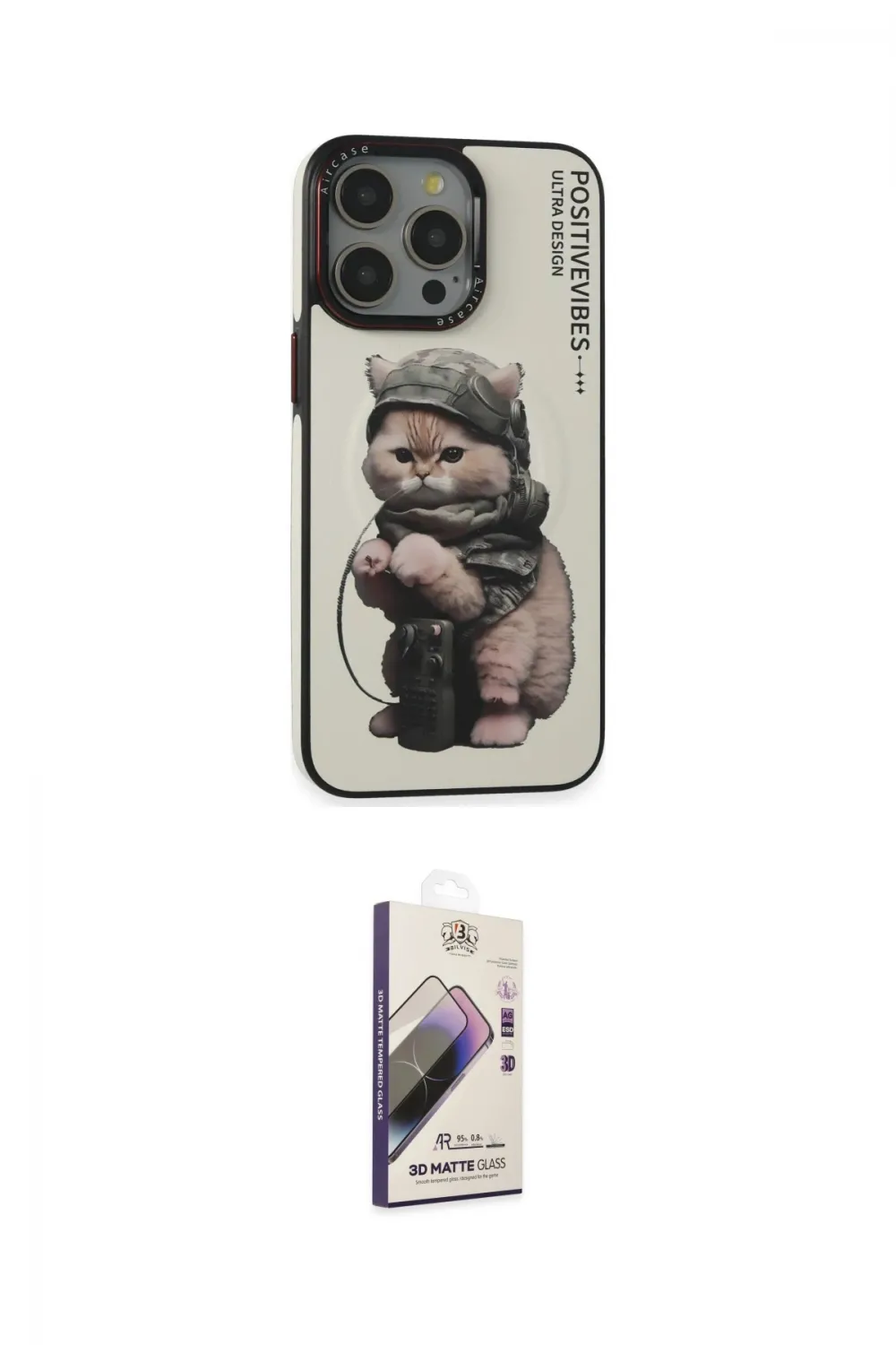 ieg™ iPhone 14 Pro Kılıf Siluet Modern Özel Seri - Siyah Bilvis 3D Mat Cam Ekran Koruyucu