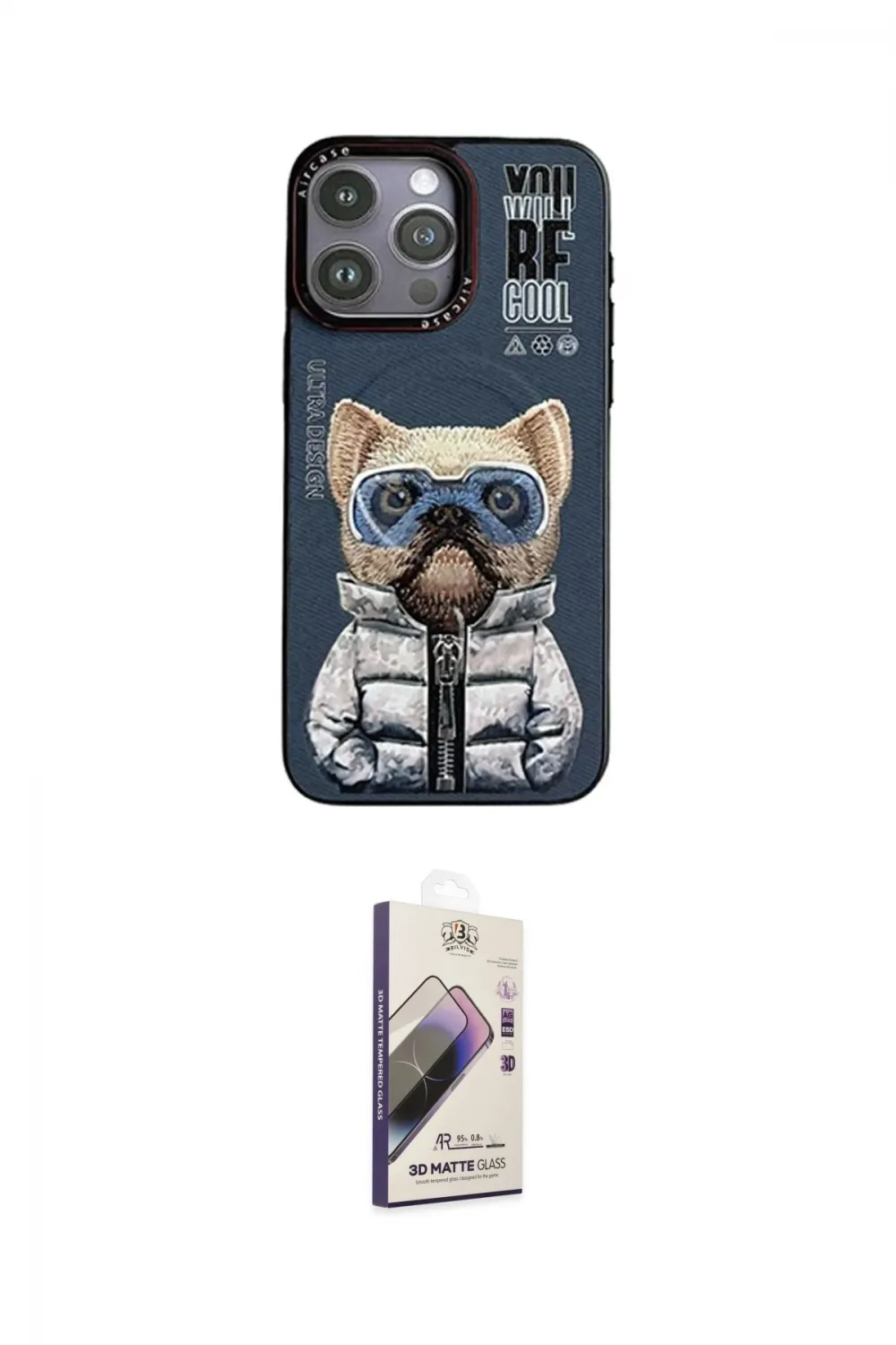 ieg™ iPhone 14 Pro Kılıf Siluet Modern Özel Seri - Siyah Bilvis 3D Mat Cam Ekran Koruyucu