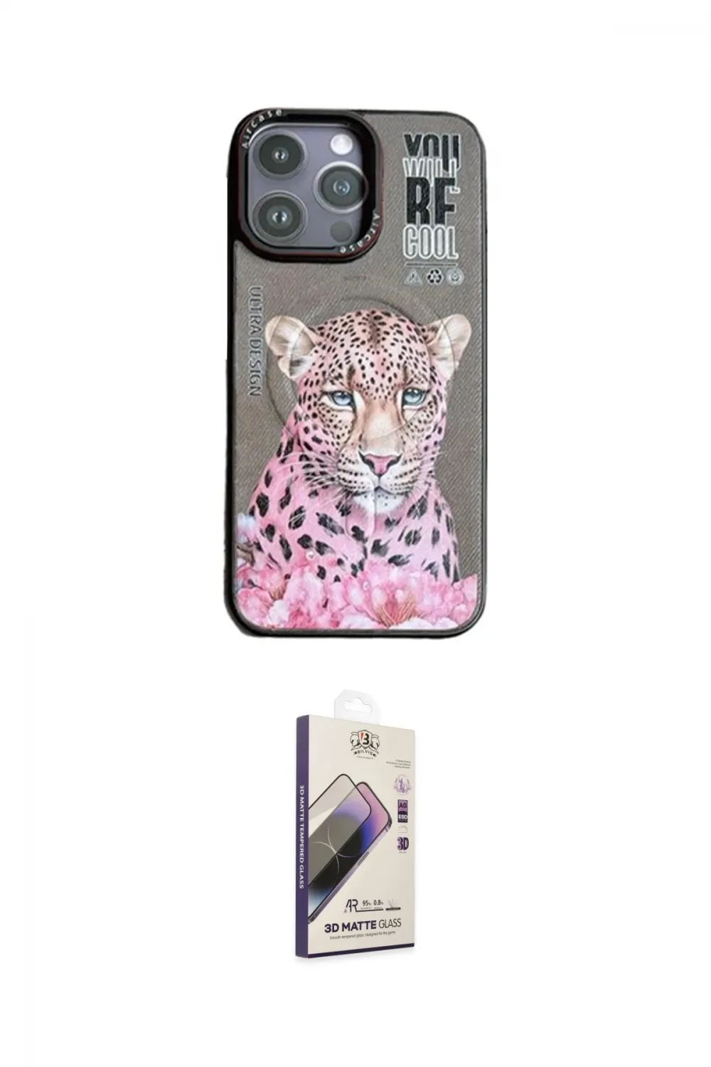 ieg™ iPhone 14 Pro Kılıf Siluet Modern Özel Seri - Siyah Bilvis 3D Mat Cam Ekran Koruyucu