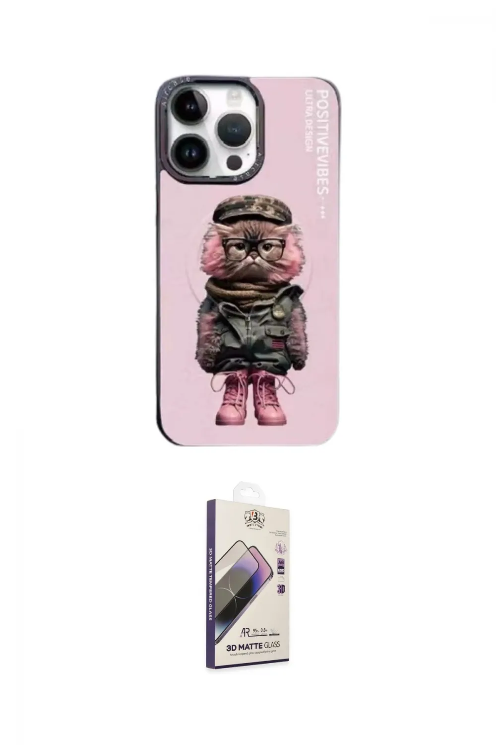 ieg™ iPhone 14 Pro Kılıf Siluet Modern Özel Seri - Siyah Bilvis 3D Mat Cam Ekran Koruyucu