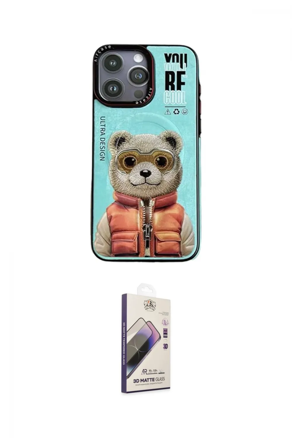 ieg™ iPhone 14 Pro Kılıf Siluet Modern Özel Seri - Siyah Bilvis 3D Mat Cam Ekran Koruyucu