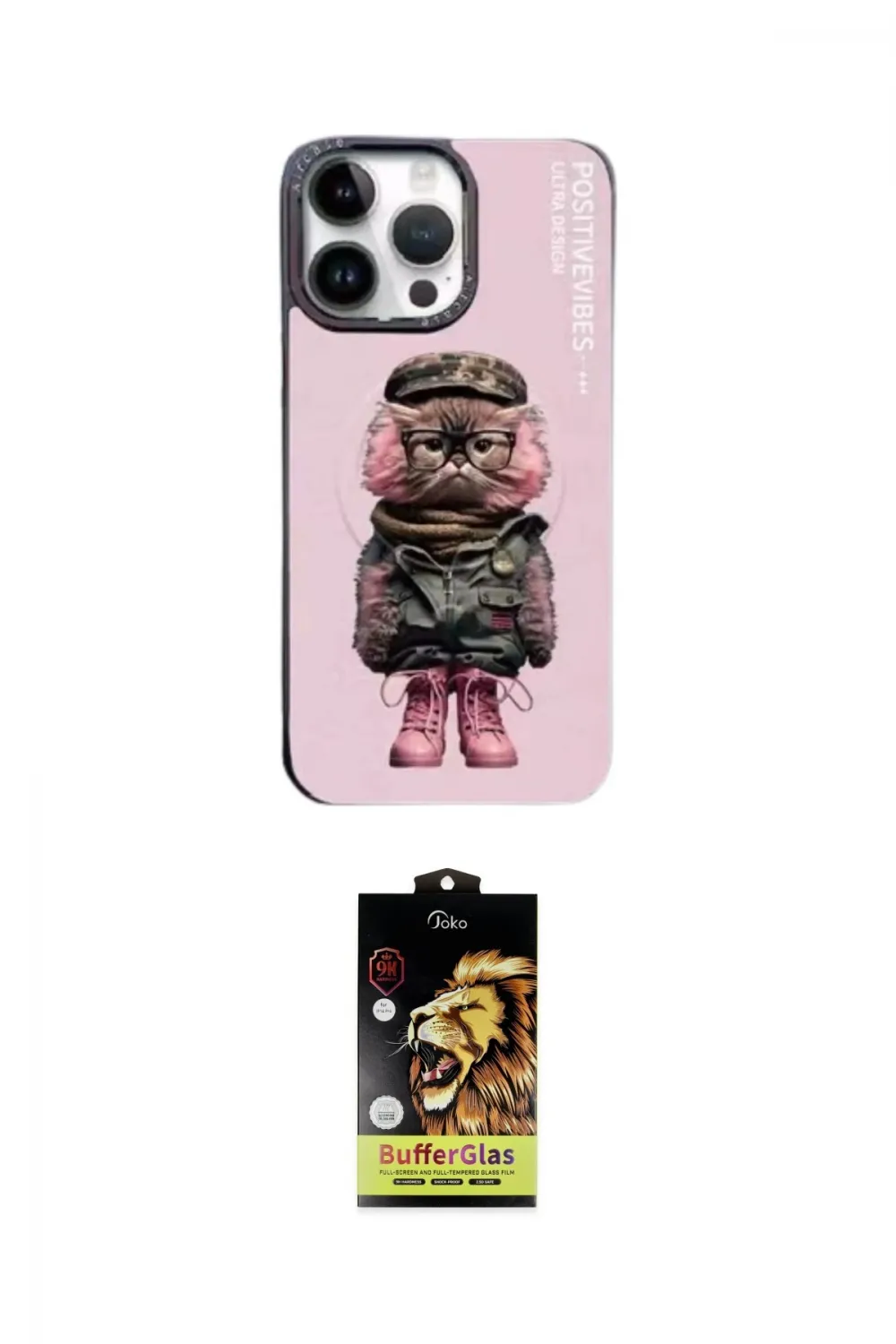 ieg™ iPhone 14 Pro Kılıf Siluet Modern Özel Seri - Siyah Buffer Cam Ekran Koruyucu