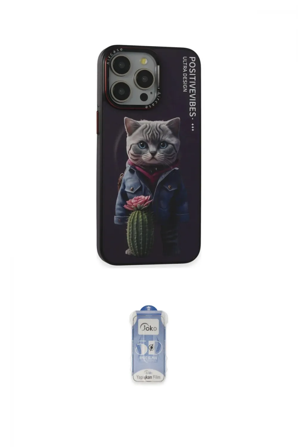 ieg™ iPhone 14 Pro Kılıf Siluet Modern Özel Seri - Siyah Joko Magic 5D Cam