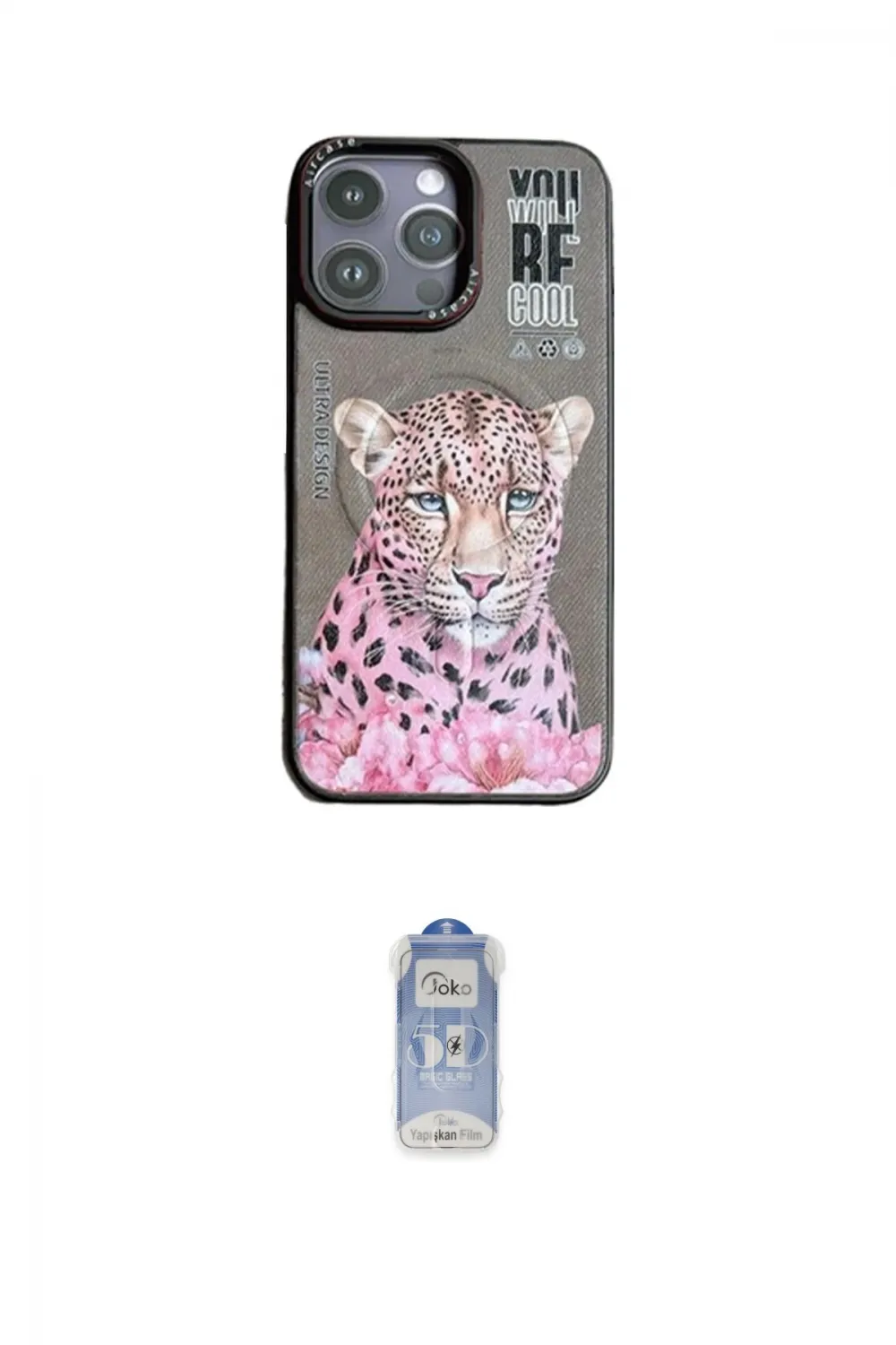 ieg™ iPhone 14 Pro Kılıf Siluet Modern Özel Seri - Siyah Joko Magic 5D Cam