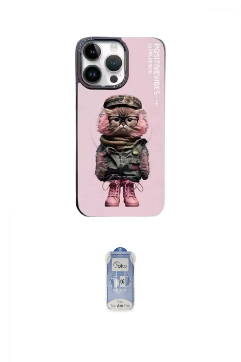 ieg™ iPhone 14 Pro Kılıf Siluet Modern Özel Seri - Siyah Joko Magic 5D Cam
