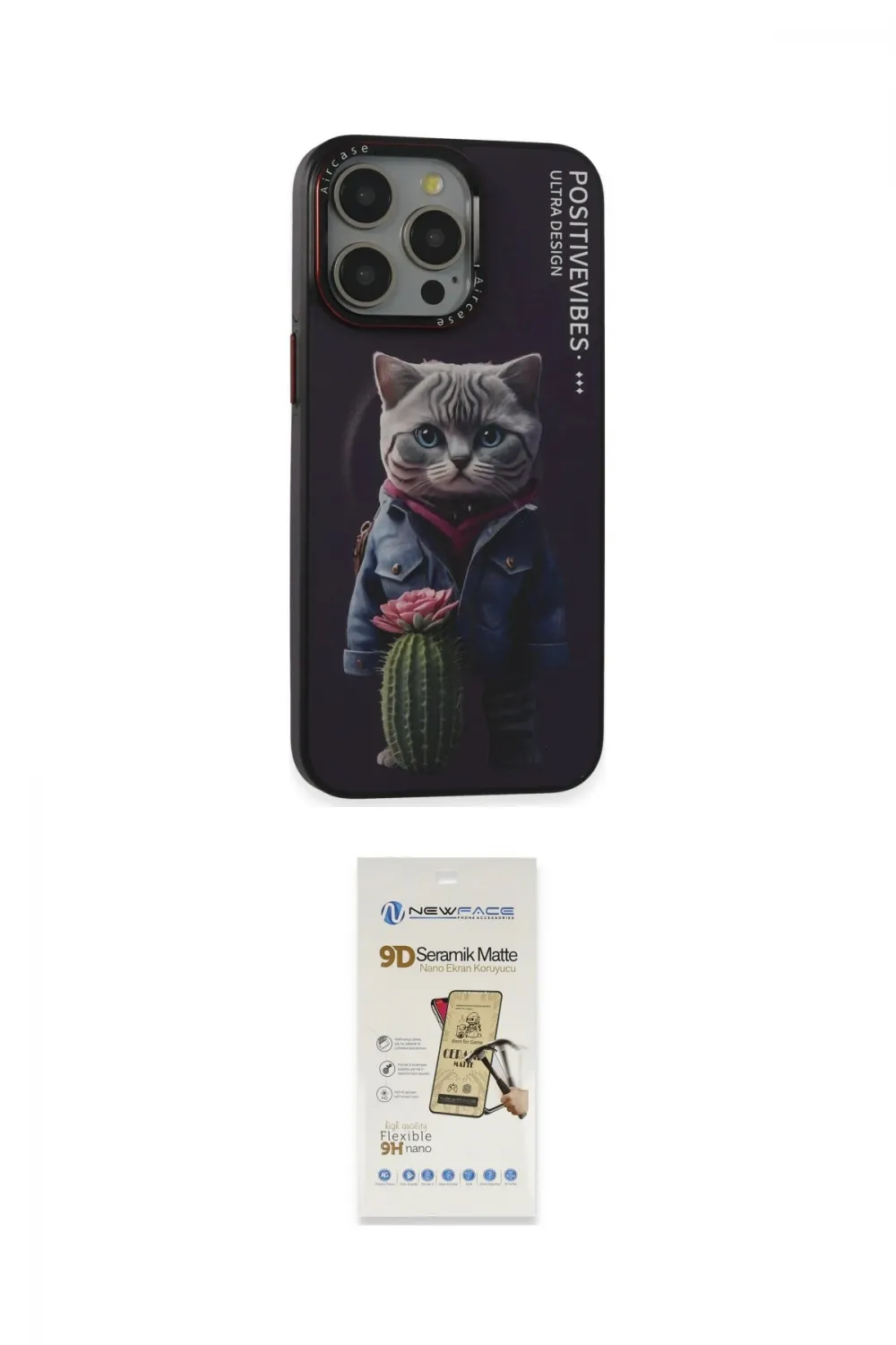 ieg™ iPhone 14 Pro Kılıf Siluet Modern Özel Seri - Siyah Mat Seramik Nano Ekran Koruyucu