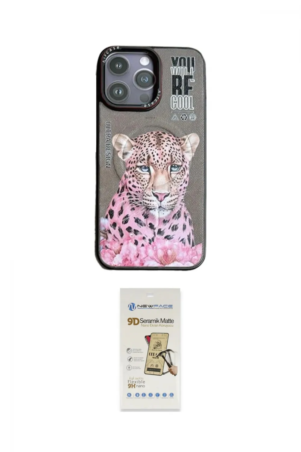 ieg™ iPhone 14 Pro Kılıf Siluet Modern Özel Seri - Siyah Mat Seramik Nano Ekran Koruyucu