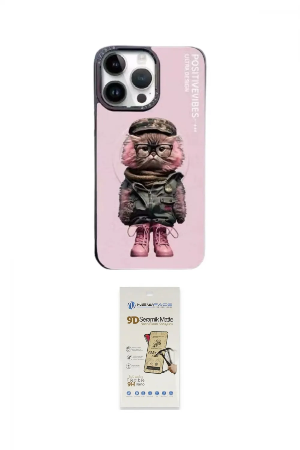 ieg™ iPhone 14 Pro Kılıf Siluet Modern Özel Seri - Siyah Mat Seramik Nano Ekran Koruyucu