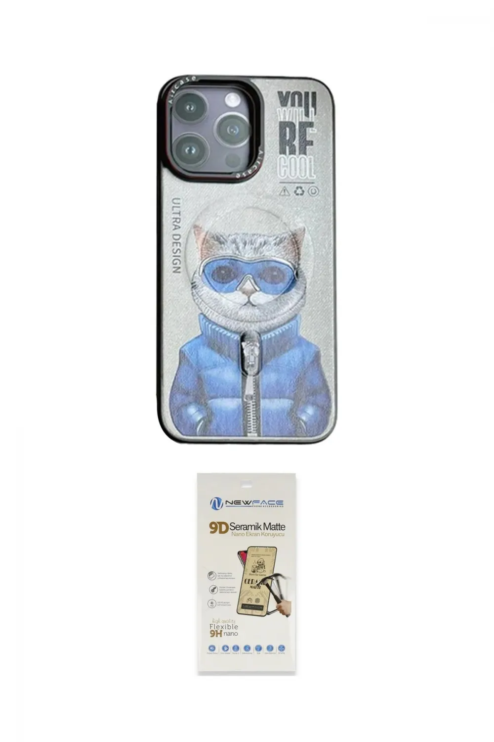 ieg™ iPhone 14 Pro Kılıf Siluet Modern Özel Seri - Siyah Mat Seramik Nano Ekran Koruyucu