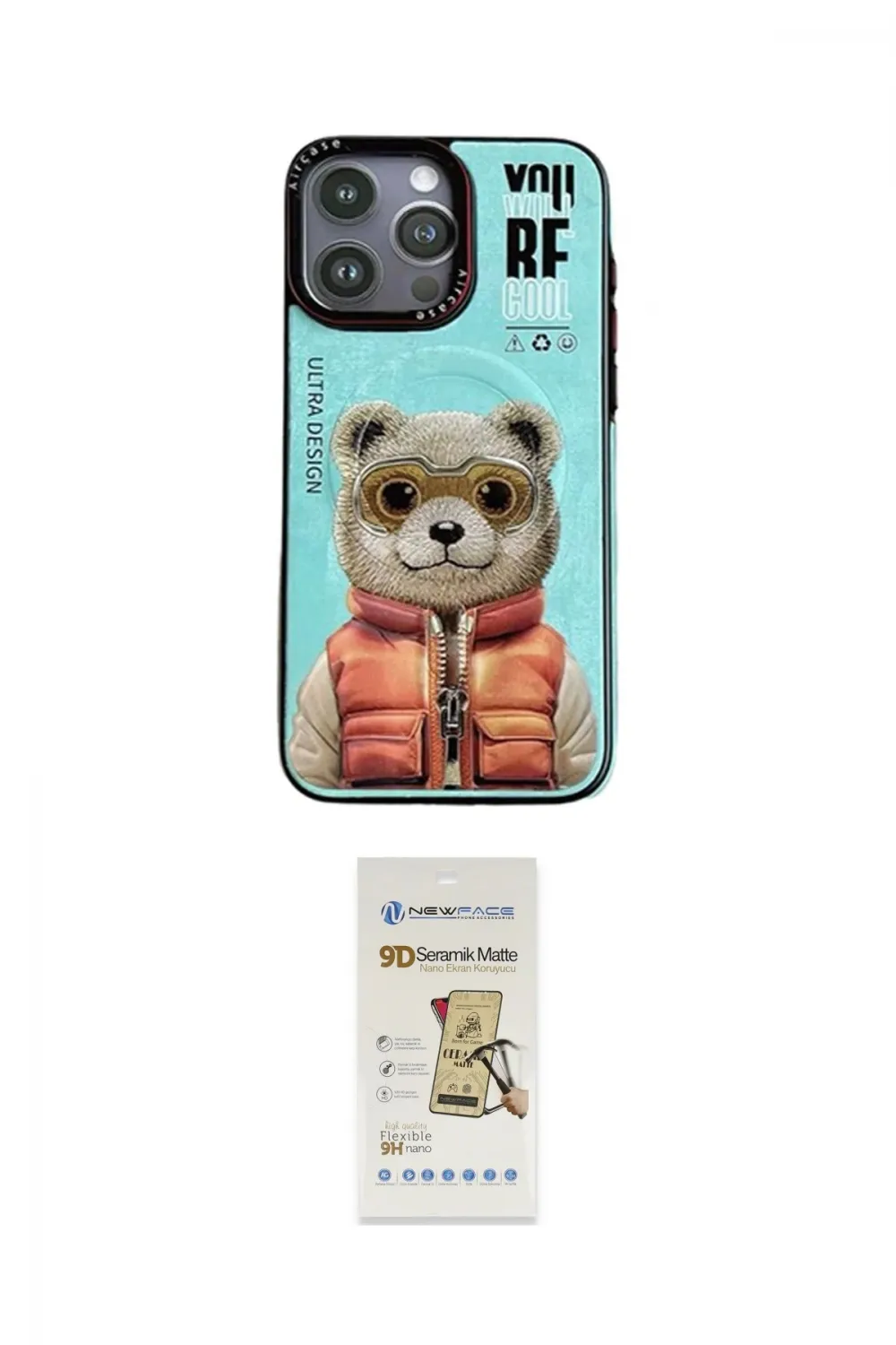 ieg™ iPhone 14 Pro Kılıf Siluet Modern Özel Seri - Siyah Mat Seramik Nano Ekran Koruyucu