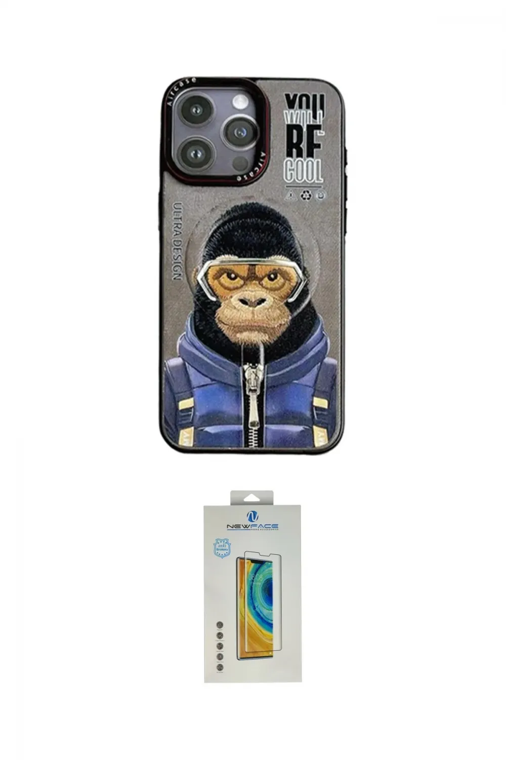 ieg™ iPhone 14 Pro Kılıf Siluet Modern Özel Seri - Siyah Polymer Nano Ekran Koruyucu