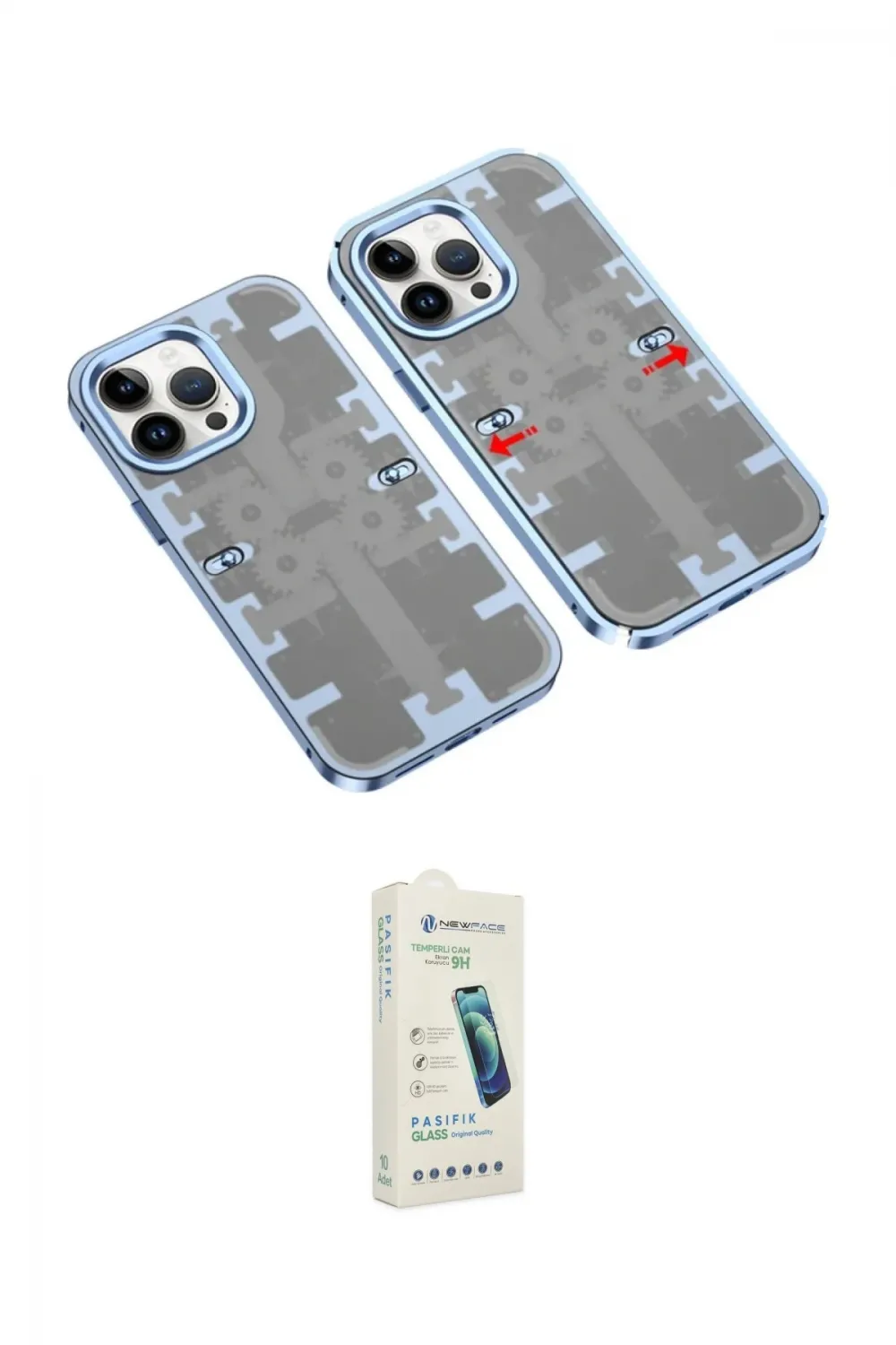 ieg™ iPhone 14 Pro Kılıf Ufuk Doku Prime - Şeffaf Pasifik Cam Ekran Koruyucu
