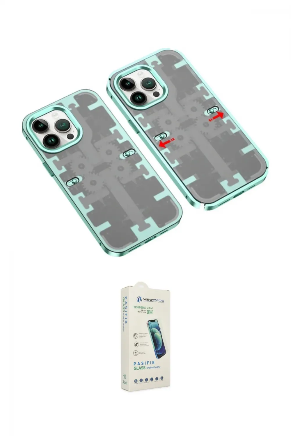 ieg™ iPhone 14 Pro Kılıf Ufuk Doku Prime - Şeffaf Pasifik Cam Ekran Koruyucu