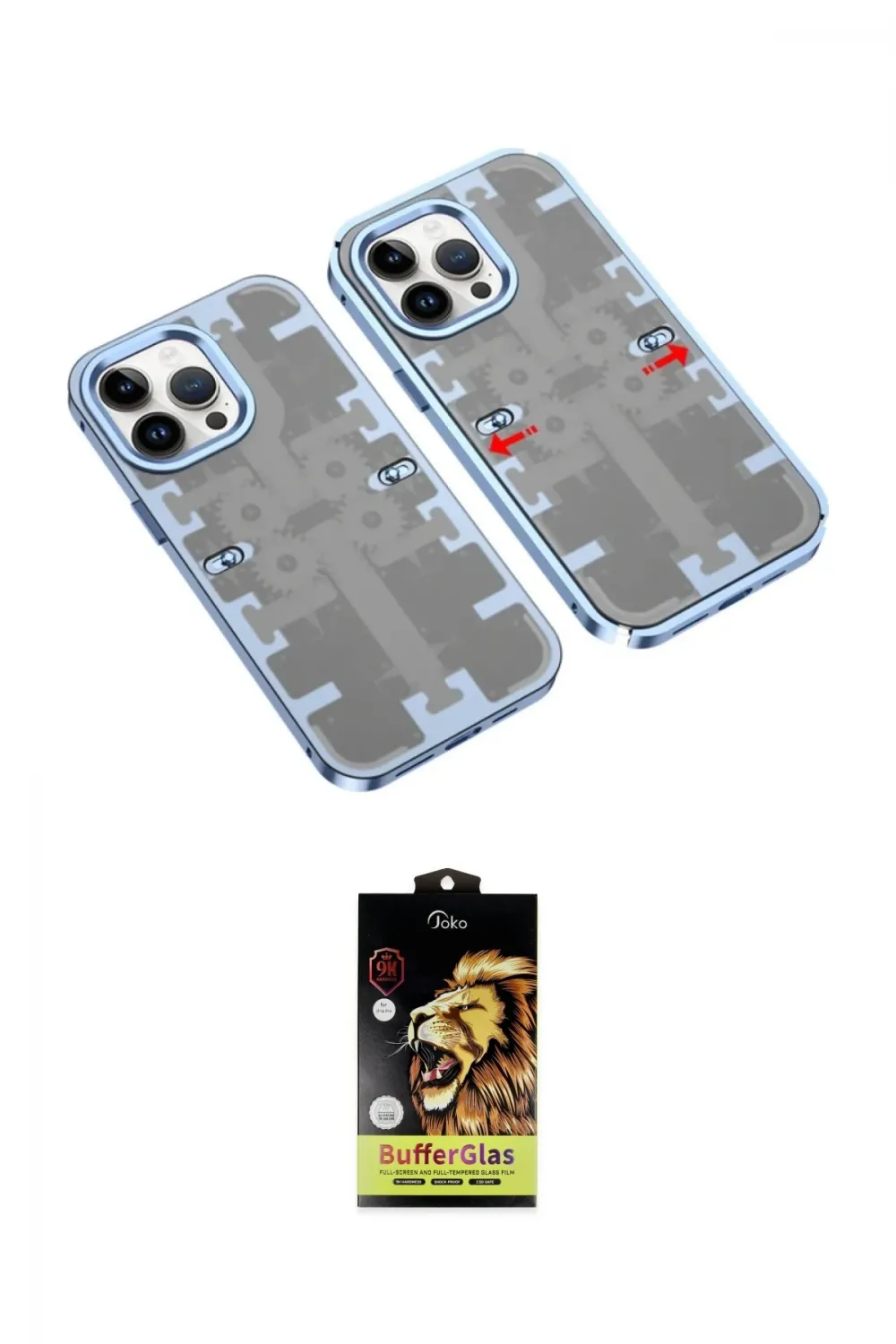 ieg™ iPhone 14 Pro Kılıf Ufuk Doku Prime - Siyah Buffer Cam Ekran Koruyucu