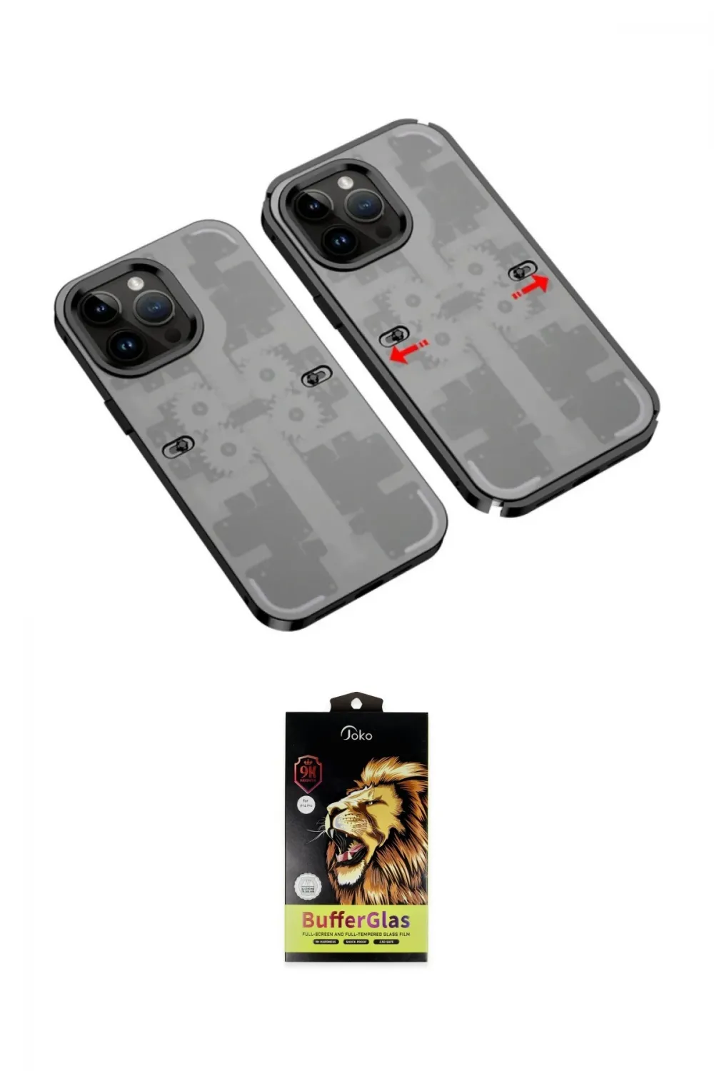 ieg™ iPhone 14 Pro Kılıf Ufuk Doku Prime - Siyah Buffer Cam Ekran Koruyucu