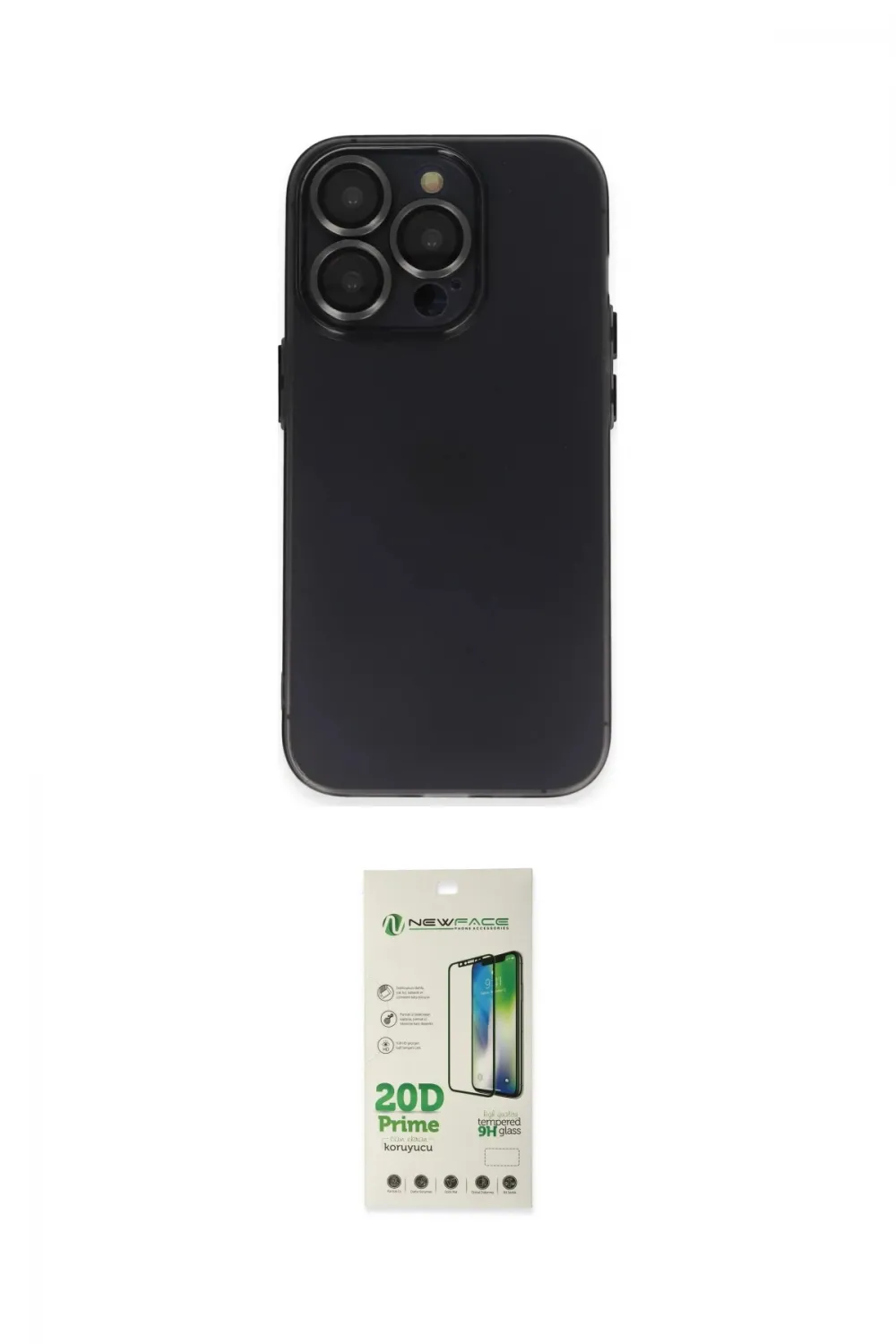 ieg™ iPhone 14 Pro Kılıf Ufuk Minimal Özel Seri - Siyah 20D Premium Cam Ekran Koruyucu