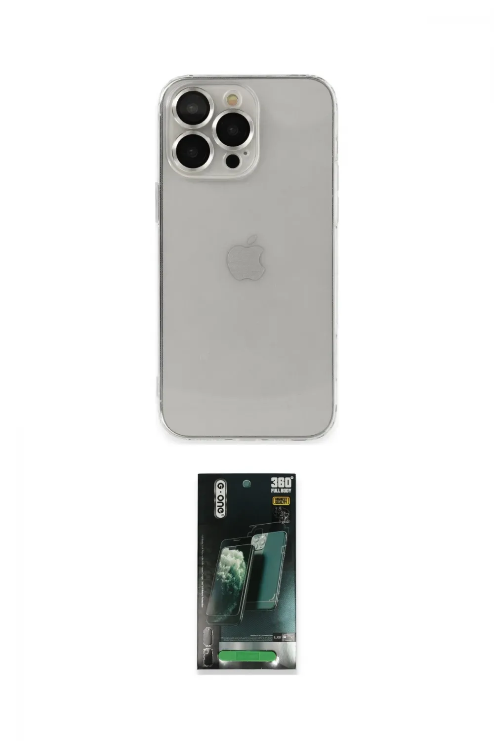 ieg™ iPhone 14 Pro Kılıf Ufuk Minimal Özel Seri - Siyah 360 Mat Full Body Arka Koruyucu