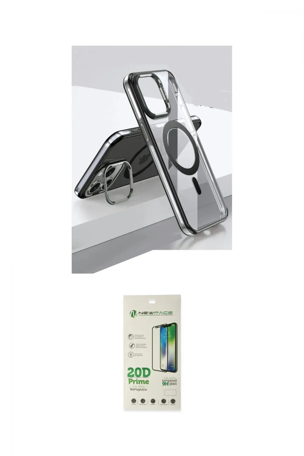 ieg™ iPhone 14 Pro Kılıf Vadi Çizgi Özel Seri - Siyah 20D Premium Cam Ekran Koruyucu