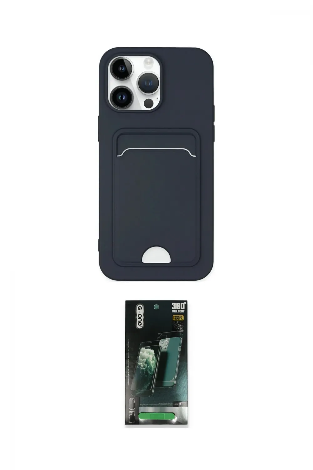ieg™ iPhone 14 Pro Kılıf Vadi Çizgi Prime - Siyah 360 Mat Full Body Arka Koruyucu