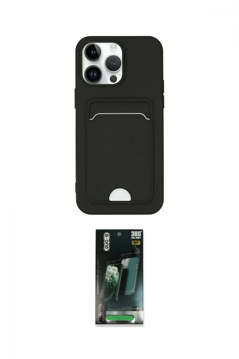 ieg™ iPhone 14 Pro Kılıf Vadi Çizgi Prime - Siyah 360 Mat Full Body Arka Koruyucu