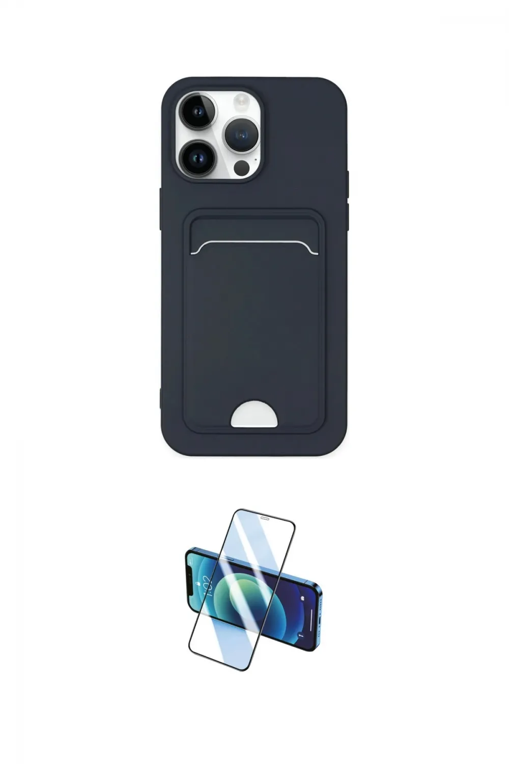 ieg™ iPhone 14 Pro Kılıf Vadi Çizgi Prime - Siyah 3D Antistatik Cam Ekran Koruyucu
