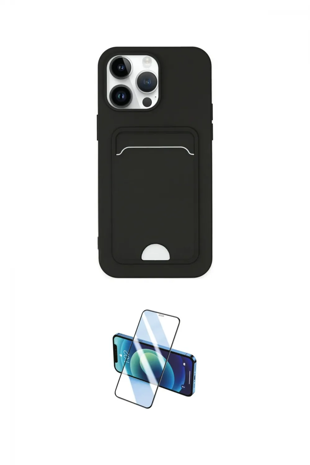 ieg™ iPhone 14 Pro Kılıf Vadi Çizgi Prime - Siyah 3D Antistatik Cam Ekran Koruyucu