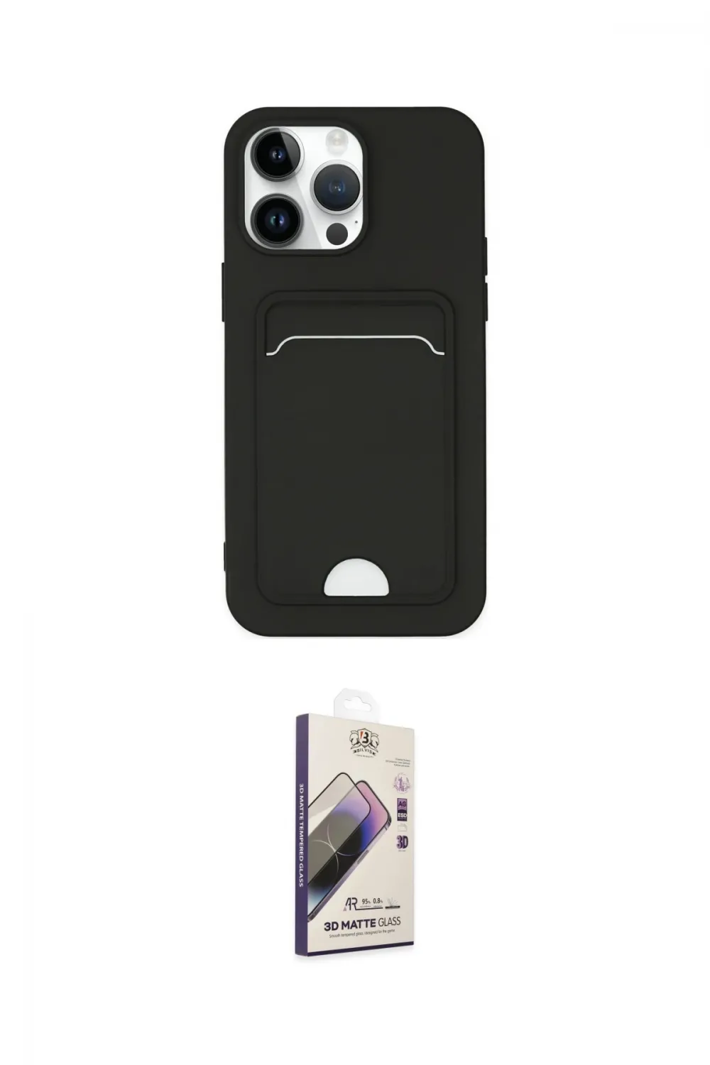 ieg™ iPhone 14 Pro Kılıf Vadi Çizgi Prime - Siyah Bilvis 3D Mat Cam Ekran Koruyucu