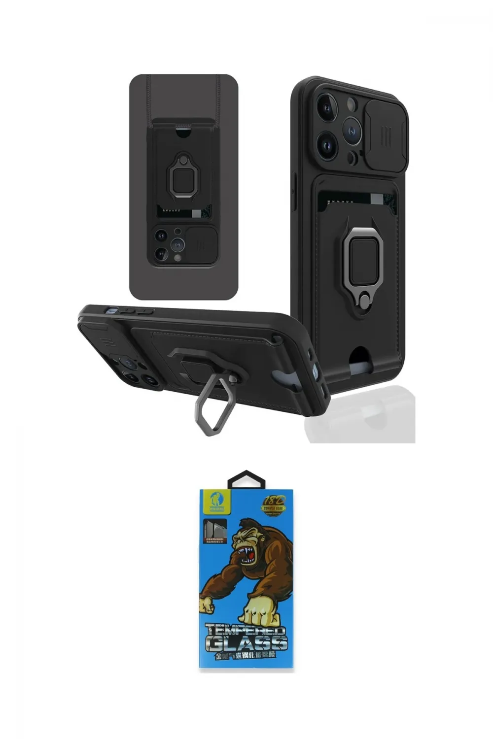 ieg™ iPhone 14 Pro Kılıf Vadi Form Prime - Siyah 18D Cam Ekran Koruyucu
