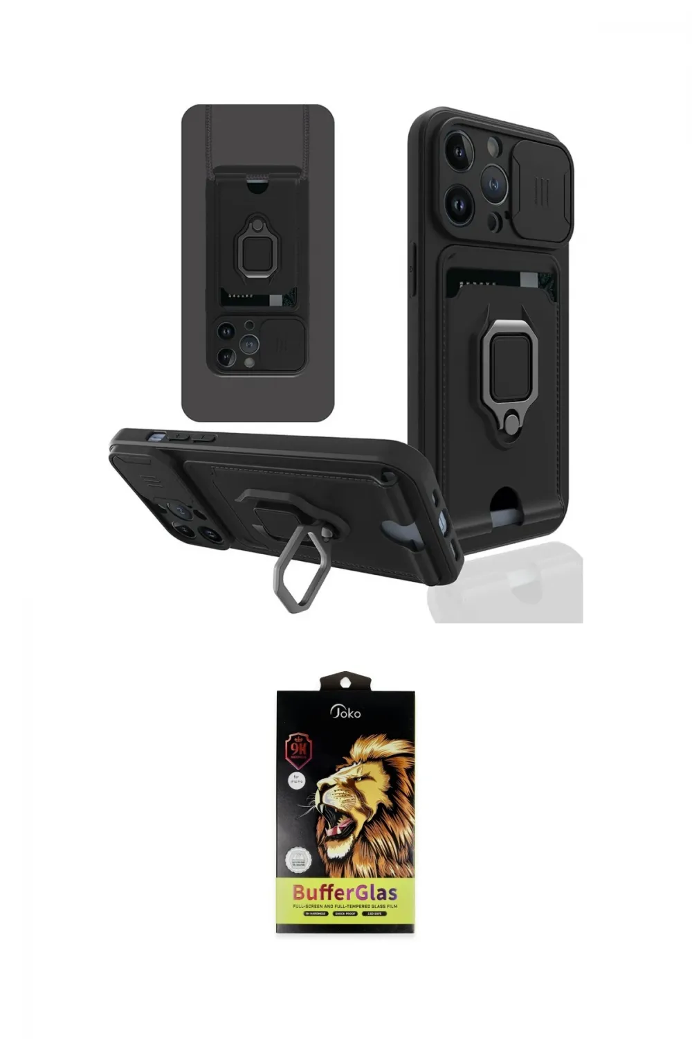 ieg™ iPhone 14 Pro Kılıf Vadi Form Prime - Siyah Buffer Cam Ekran Koruyucu