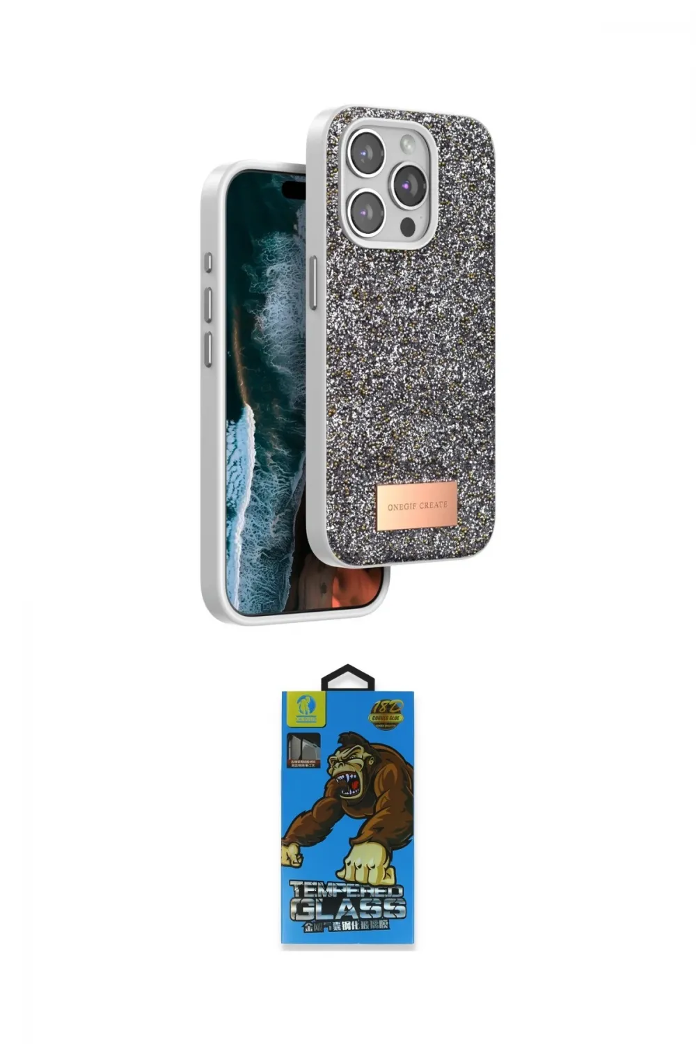 ieg™ iPhone 14 Pro Kılıf Vadi Klasik Serisi - Siyah 18D Cam Ekran Koruyucu