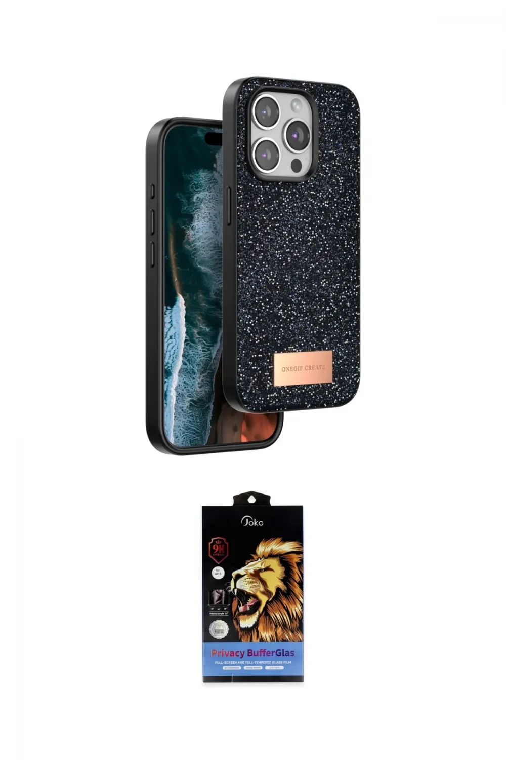 ieg™ iPhone 14 Pro Kılıf Vadi Klasik Serisi - Siyah Buffer Hayalet Cam Ekran Koruyucu