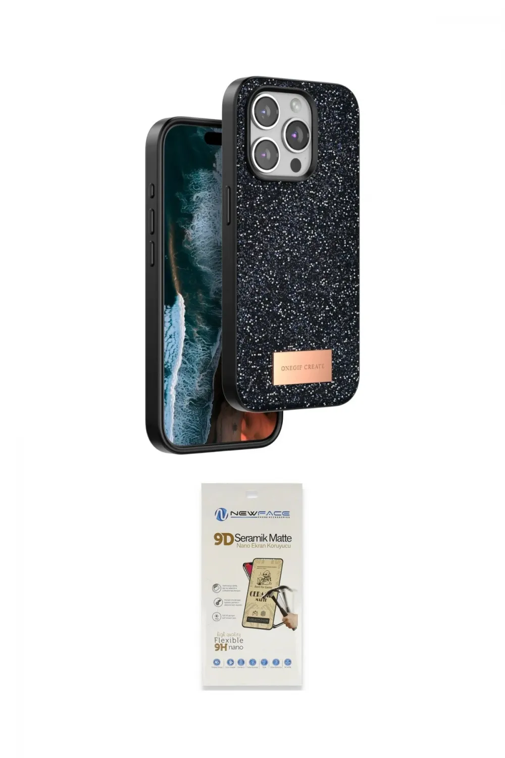 ieg™ iPhone 14 Pro Kılıf Vadi Klasik Serisi - Siyah Mat Seramik Nano Ekran Koruyucu