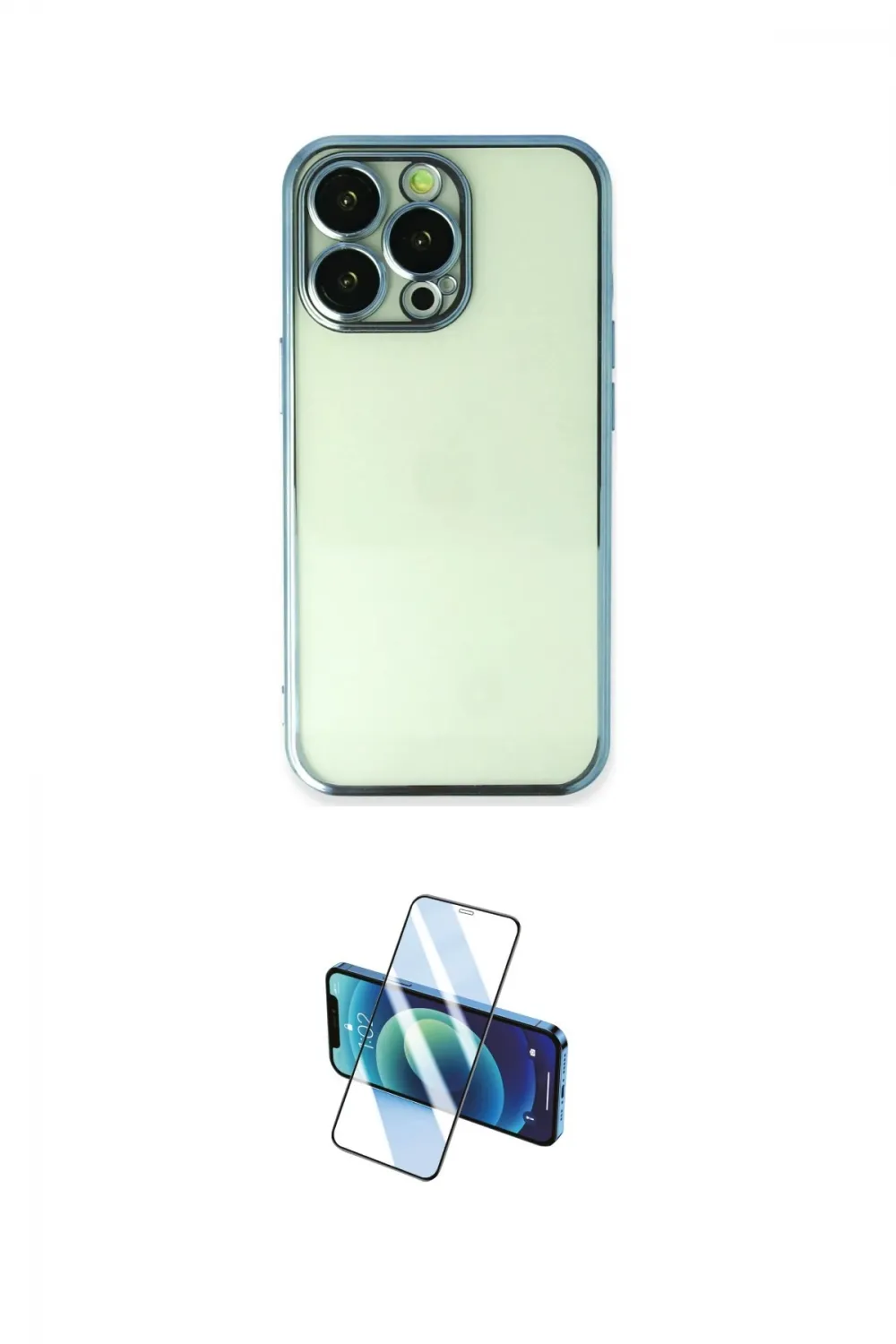 ieg™ iPhone 14 Pro Kılıf Vadi Minimal - Siyah 3D Antistatik Cam Ekran Koruyucu