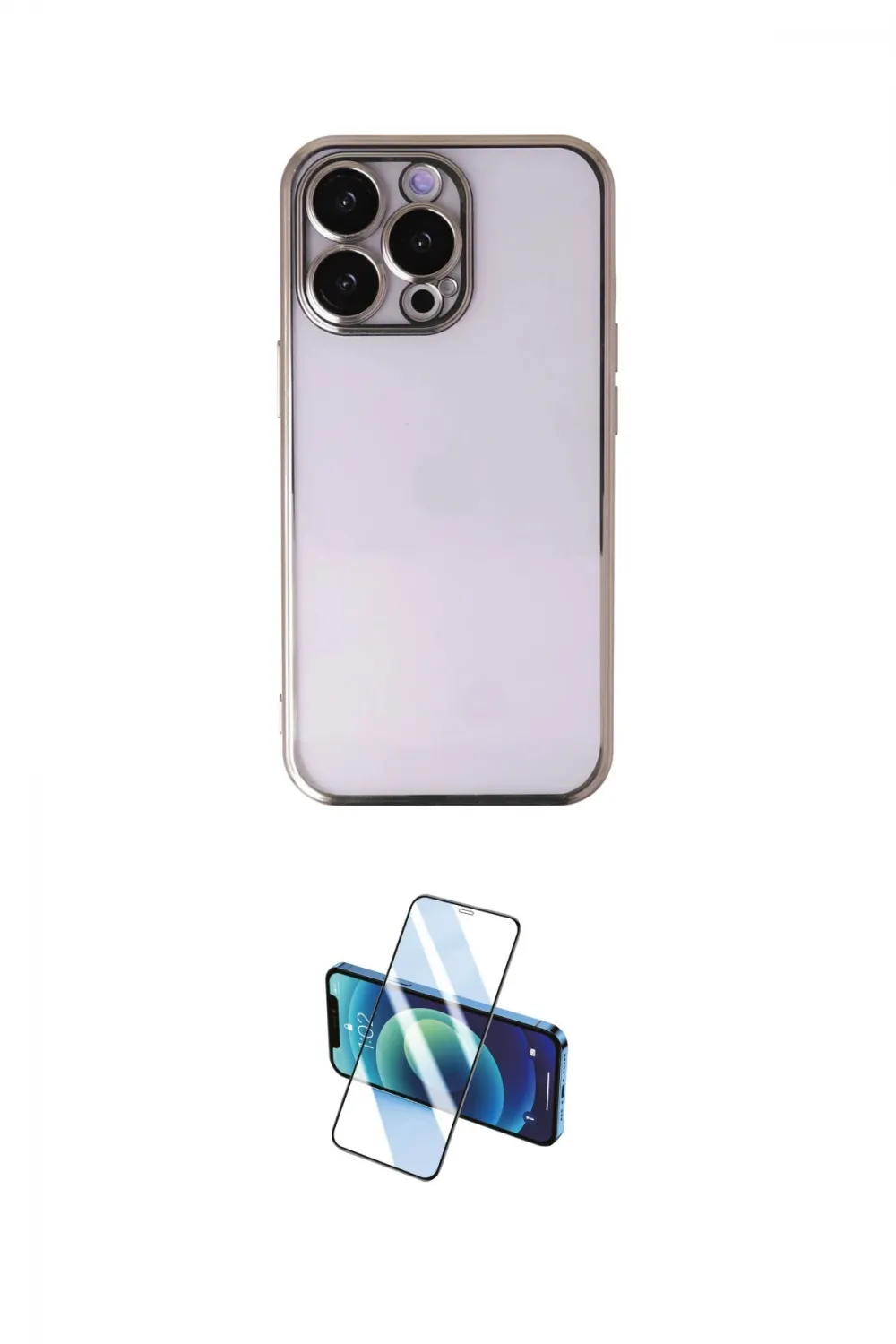 ieg™ iPhone 14 Pro Kılıf Vadi Minimal - Siyah 3D Antistatik Cam Ekran Koruyucu