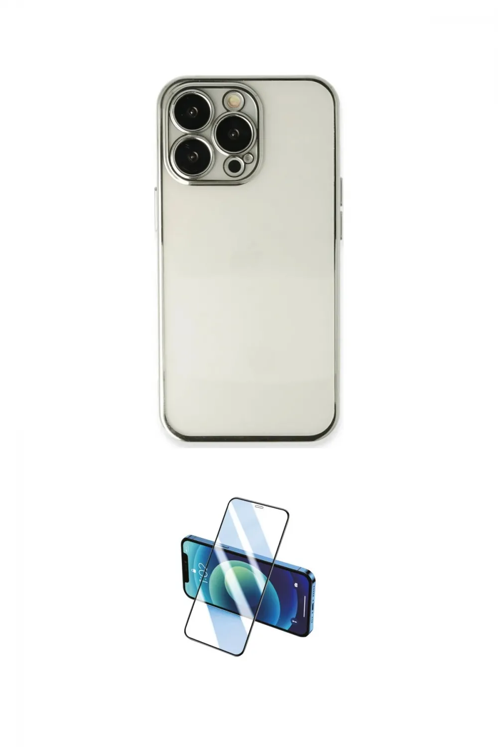 ieg™ iPhone 14 Pro Kılıf Vadi Minimal - Siyah 3D Antistatik Cam Ekran Koruyucu