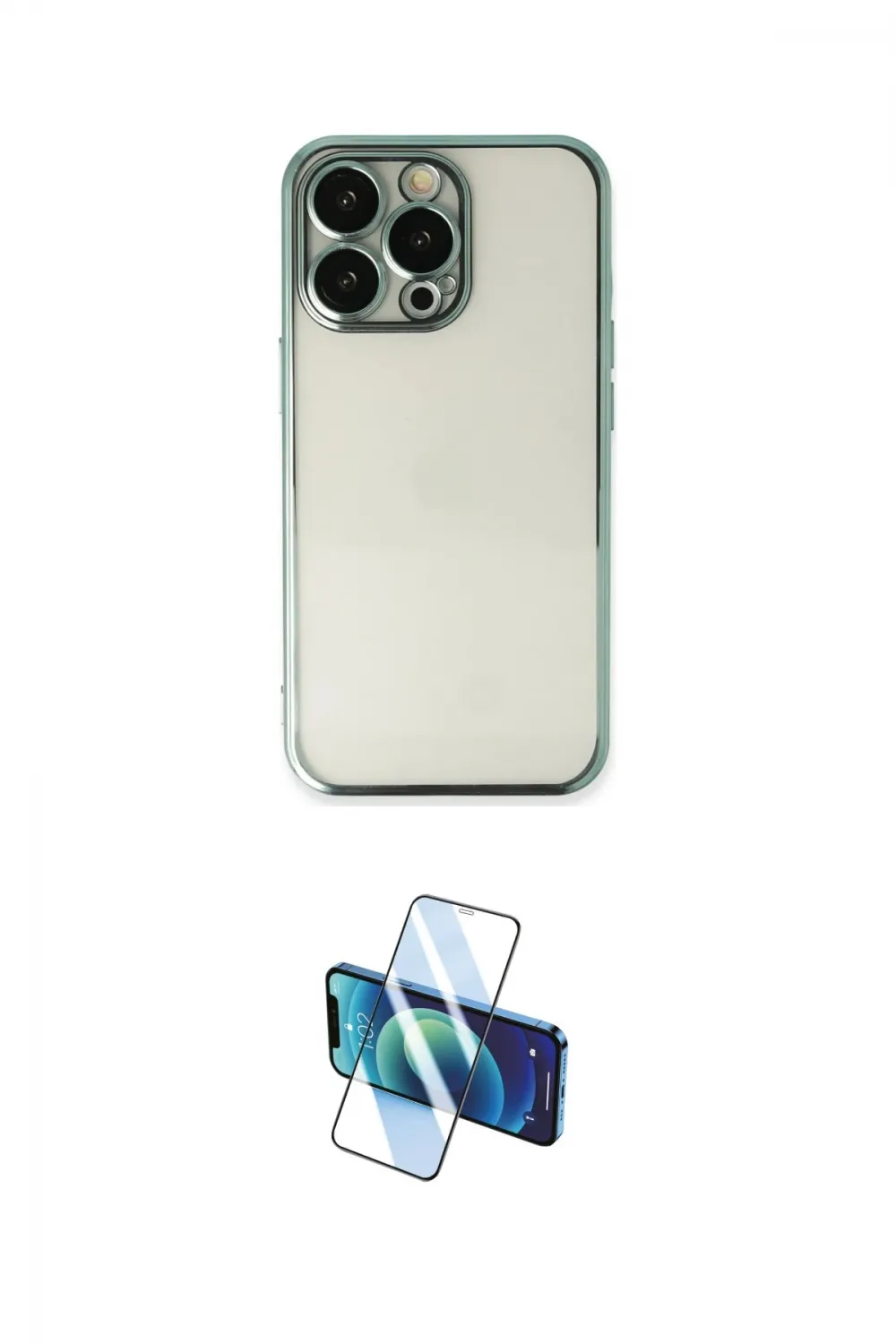 ieg™ iPhone 14 Pro Kılıf Vadi Minimal - Siyah 3D Antistatik Cam Ekran Koruyucu