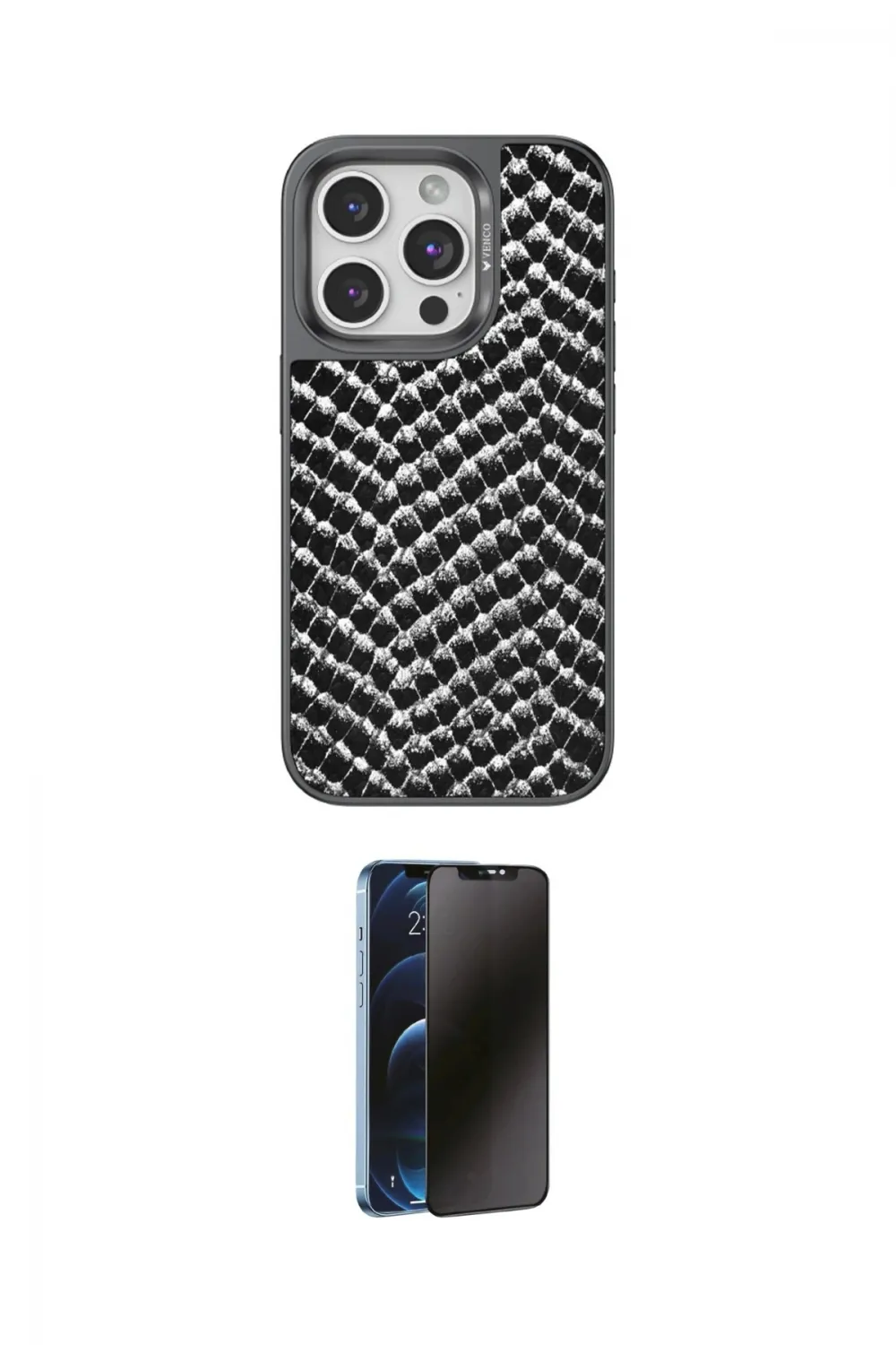 ieg™ iPhone 14 Pro Kılıf Vadi Özel Seri - Siyah 3D Antistatik Hayalet Cam Ekran Koruyucu
